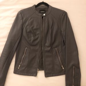 Express grey leather jacket (M)